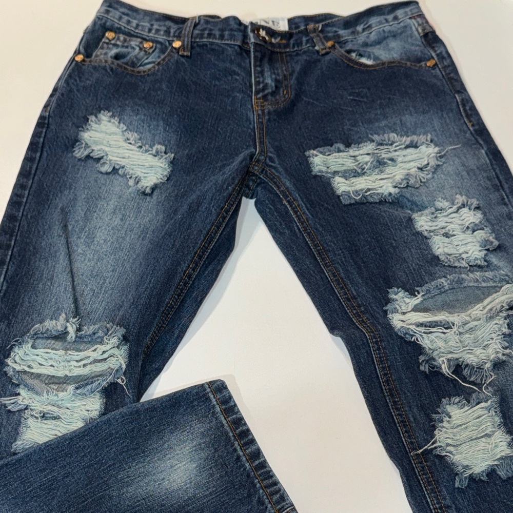 One‎ Teaspoon Ripped Dark Blue Skinny Jeans